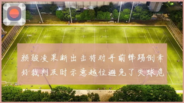 颜骏凌果断出击将对手前锋踢倒幸好裁判及时示意越位避免了失球危机